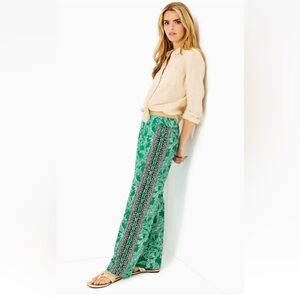 Lilly Pulitzer Bal Harbour Fiddle Leaf Green Safari Party Pant XS NWT